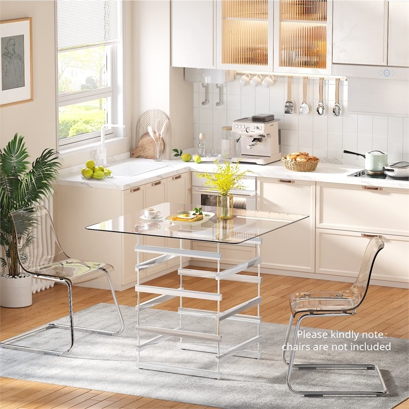 ACME Nadie Square Glass Top Pub Table in Clear and Chrome