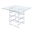 ACME Nadie Square Glass Top Pub Table in Clear and Chrome