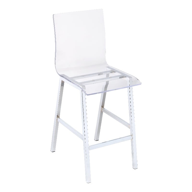 ACME Nadie Metal Frame Counter Stool in White and Chrome Set of 2