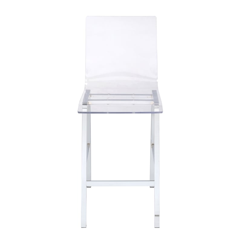 ACME Nadie Metal Frame Counter Stool in White and Chrome Set of 2