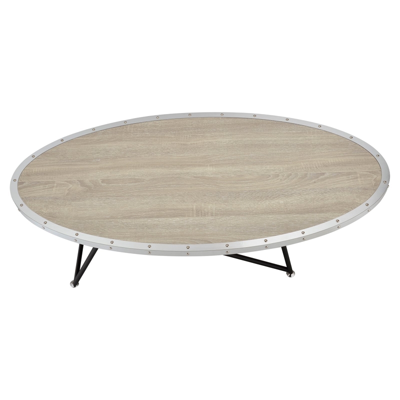 ACME Allis Round Coffee Table in Weathered Gray Oak