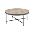 ACME Bage Round Wood Top Coffee Table in Weathered Gray Oak