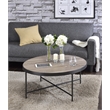 ACME Bage Round Wood Top Coffee Table in Weathered Gray Oak