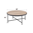ACME Bage Round Wood Top Coffee Table in Weathered Gray Oak