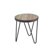 ACME Bage Round Wooden Top End Table in Weathered Gray Oak