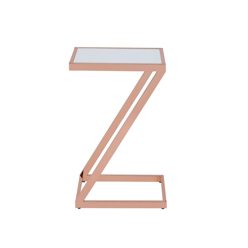 ACME Laina End Table in Frosted Glass and Copper