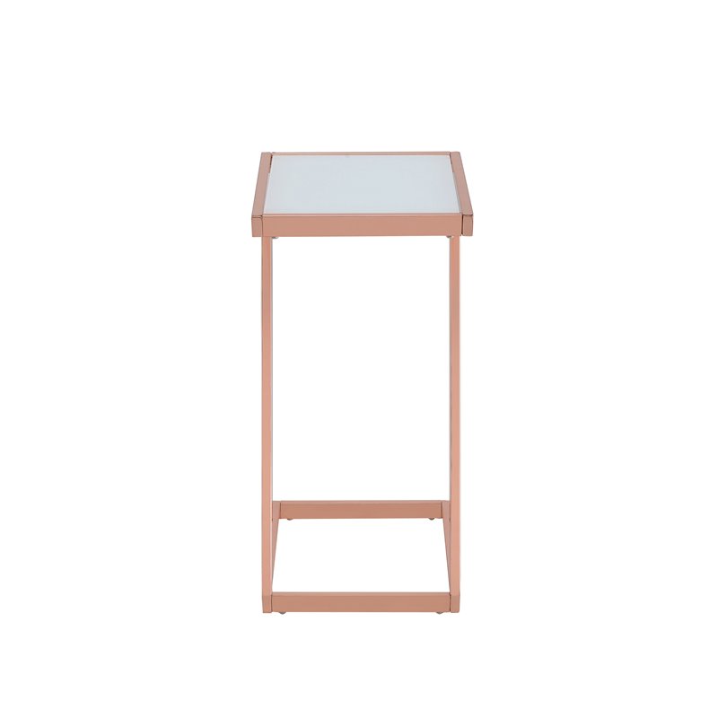 ACME Laina End Table in Frosted Glass and Copper