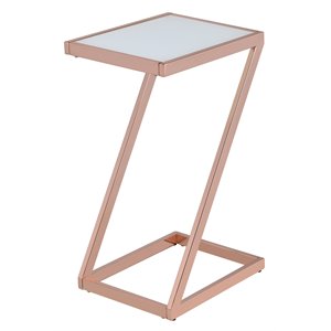 ACME Laina End Table in Frosted Glass and Copper
