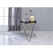 ACME Valora Round Glass Top End Table in White Glass and Gold
