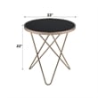 ACME Valora Round Glass Top End Table in White Glass and Gold