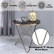 ACME Valora Round Glass Top End Table in White Glass and Gold