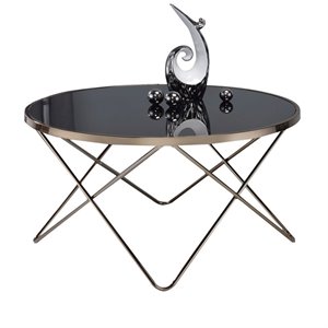 ACME Valora Coffee Table in Black Glass and Champagne