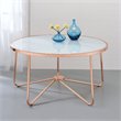 ACME Alivia Coffee Table in White Glass and Rose Gold
