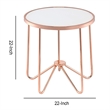 ACME Alivia Round Glass Top End Table in Frosted Glass and Rose Gold