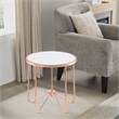ACME Alivia Round Glass Top End Table in Frosted Glass and Rose Gold
