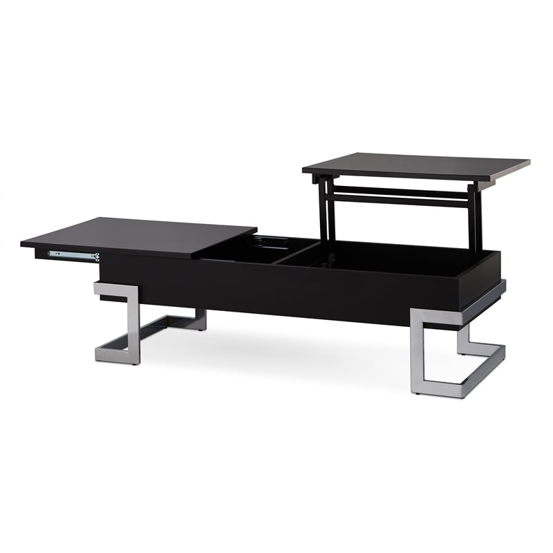 ACME Calnan Rectangular Lift Top Coffee Table in Black and Chrome