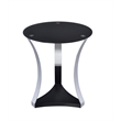 ACME Geiger Round Glass Top End Table in Black and Rose Gold