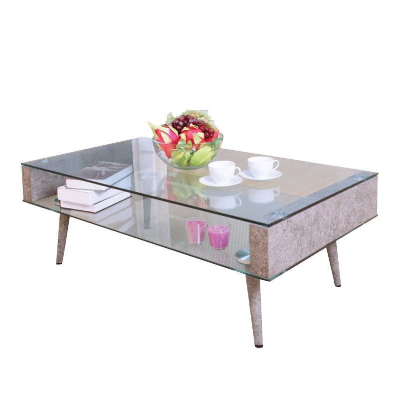 Acme Boyd Coffee Table In Clear Glass And Oak 82300 Acme Boyd Coffee Table In Clear Glass And Oak