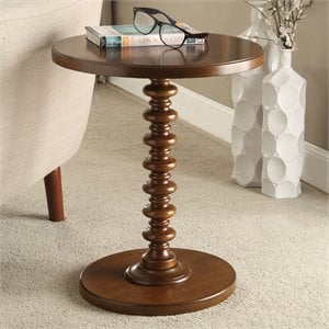 ACME Acton Round Wooden End Table in Walnut