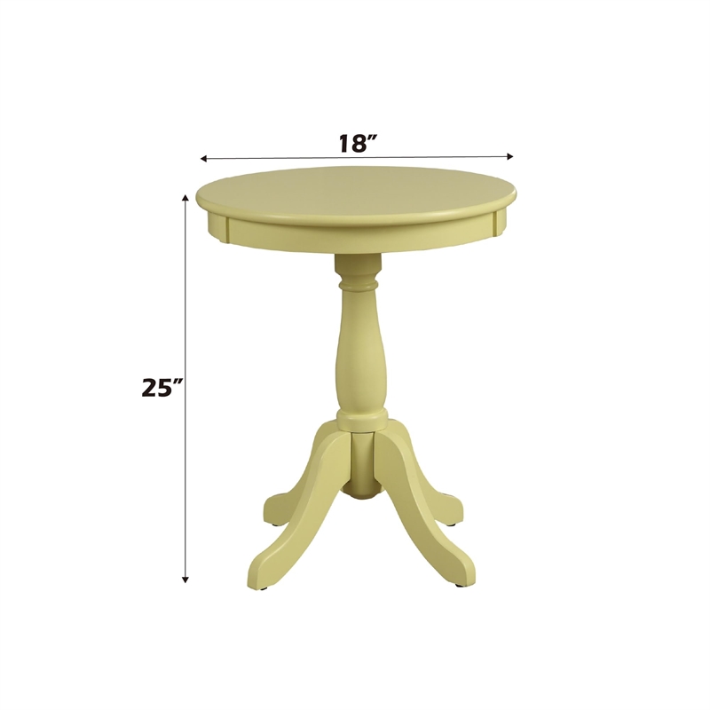 ACME Alger Wood Round End Table in Light Yellow