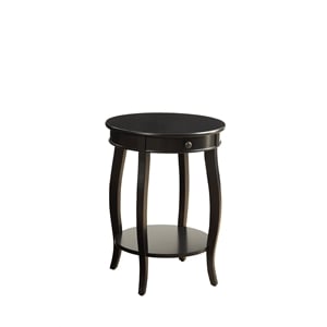 ACME Alysa 1-Drawer Round Wooden End Table with Bottom Shelf in Black