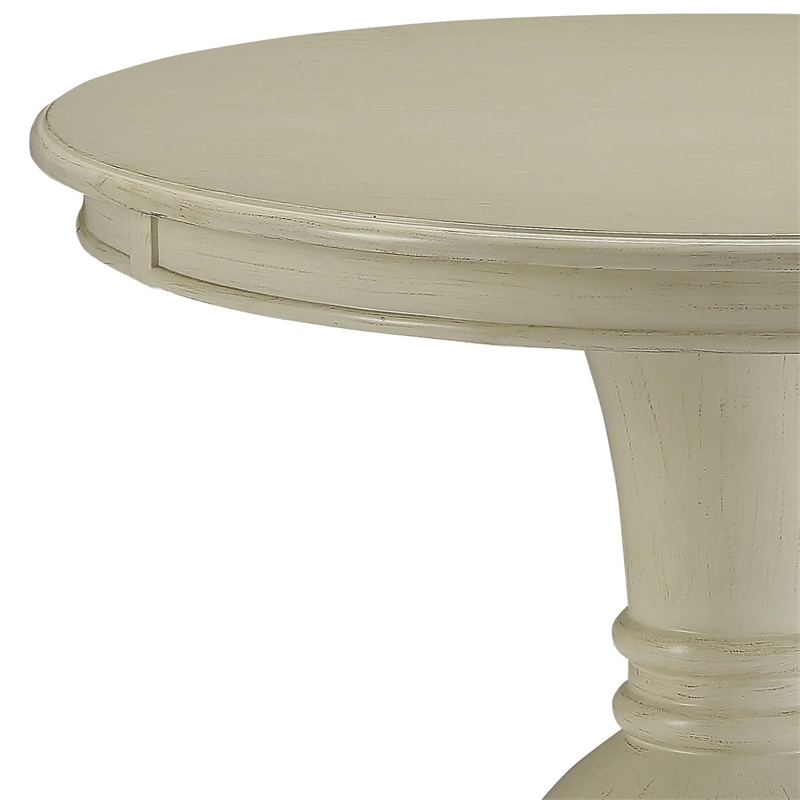 ACME Alyx Wooden Round Pedestal Table in Antique White