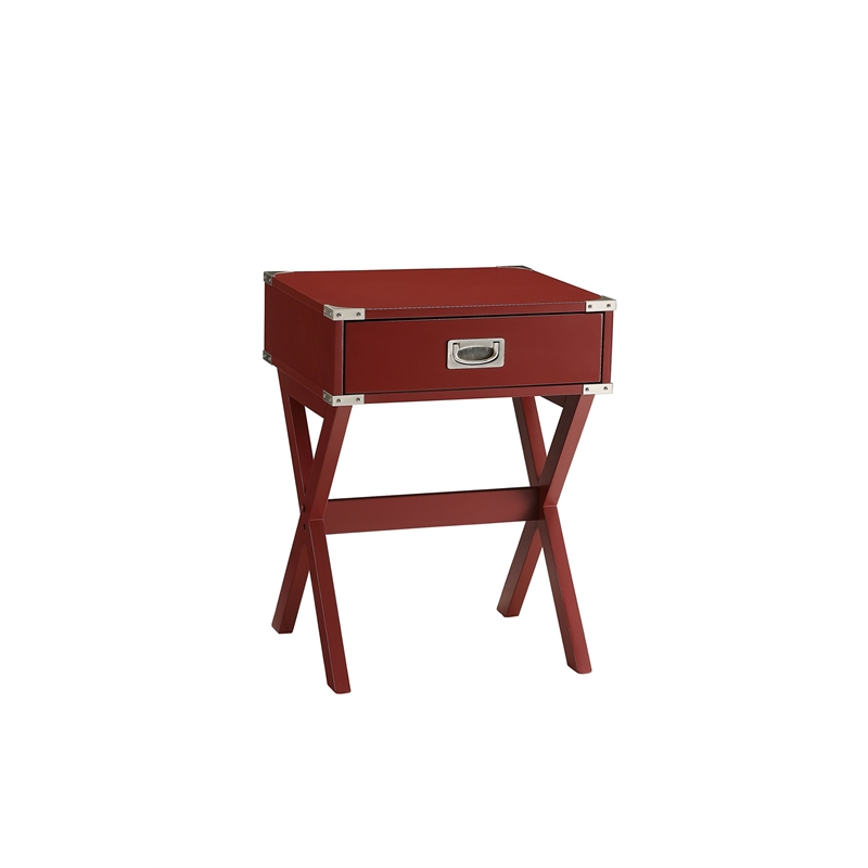 ACME Babs 1-Drawer Wooden End Table in Red
