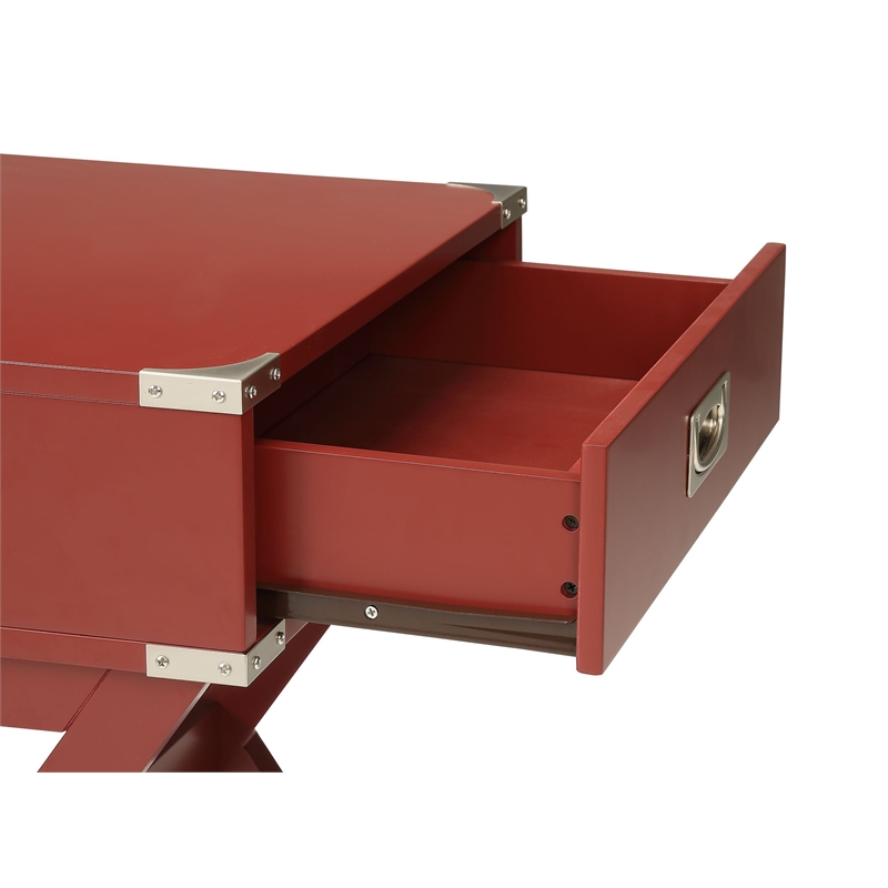 ACME Babs 1-Drawer Wooden End Table in Red