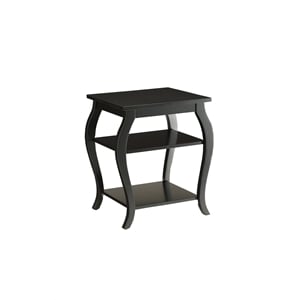 ACME Becci Square Wooden Top End Table with 2 Shelves in Black