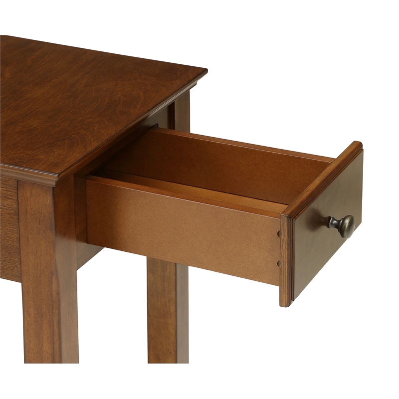 ACME Bertie 1-Drawer Wooden End Table with Bottom Shelf in Walnut