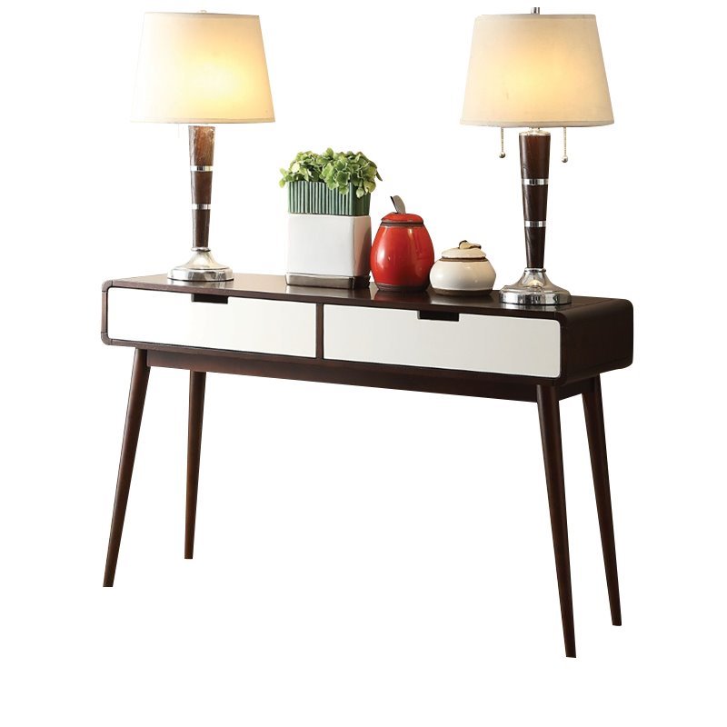 Acme Christa Console Table In Walnut And White Acme Christa Console Table In Walnut And White