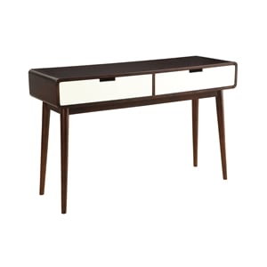 ACME Christa Rectangular 2-Drawer Wooden Console Table in Walnut and White