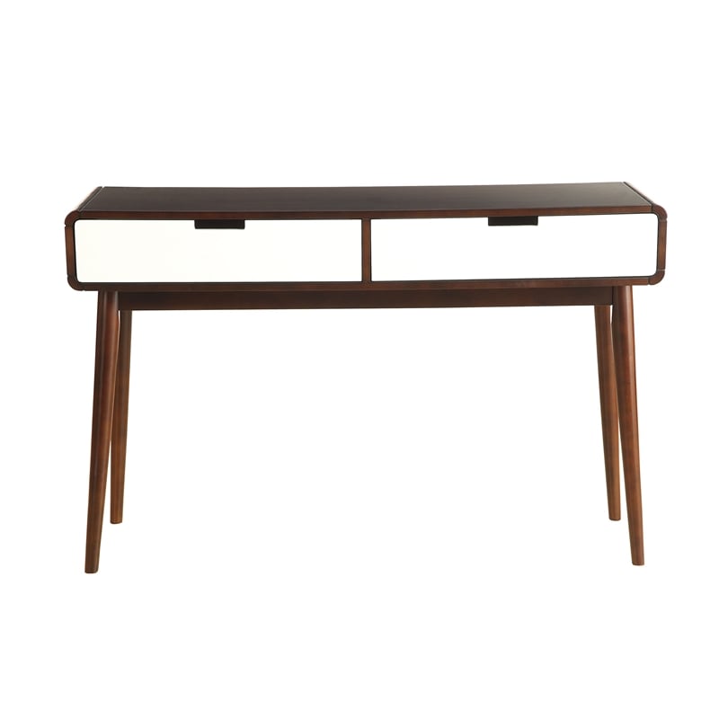 ACME Christa Rectangular 2-Drawer Wooden Console Table in Walnut and White