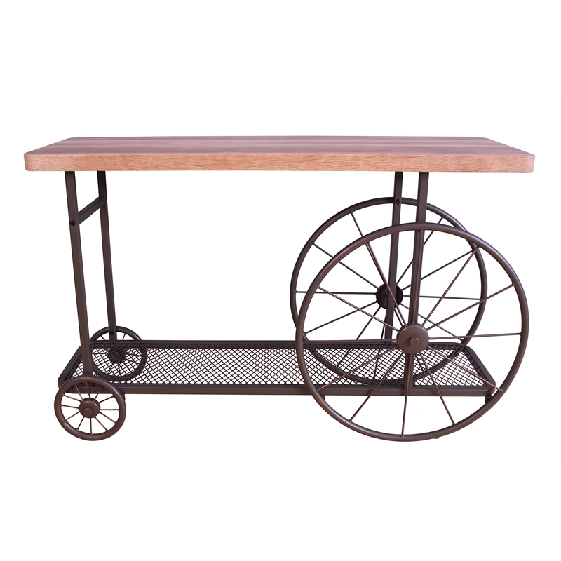 ACME Francie Rectangular Wooden Console Table with Shelf in Oak and Antique Gray