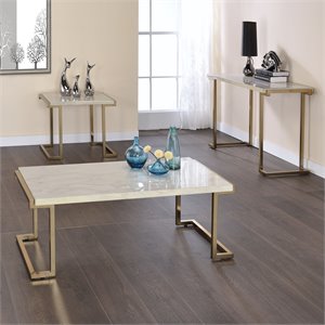 ACME Boice II Console Table in Faux Marble and C..