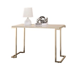 acme boice ii console table in faux marble and champagne