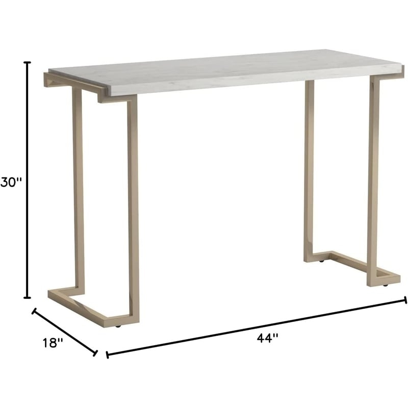 ACME Boice II Rectangular Faux Marble Top Console Table in Champagne Beige