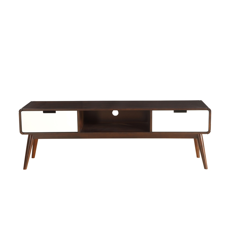 ACME Christa 2-Drawer Wooden TV Stand in Espresso and White