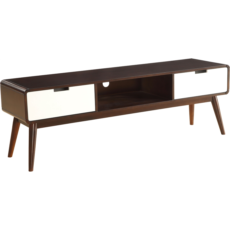 ACME Christa 2-Drawer Wooden TV Stand in Espresso and White