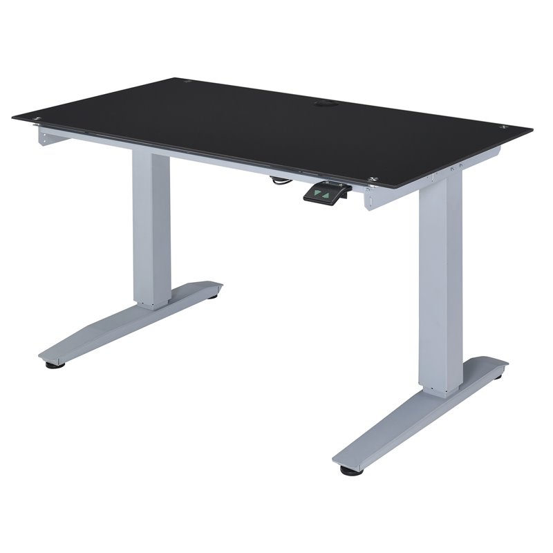 Acme Bliss Adjule Writing Desk In Black Glass 92382 Acme Bliss Adjule Writing Desk In Black Glass