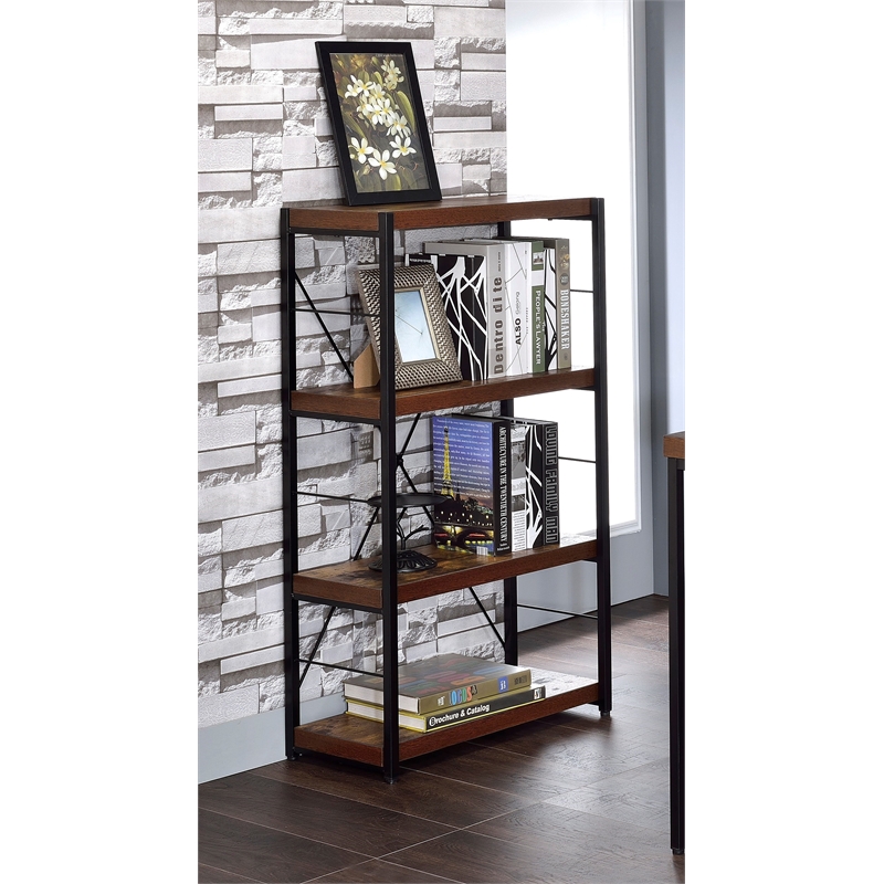 ACME Bob 4 Shelf Wooden Bookcase in Weathered Oak