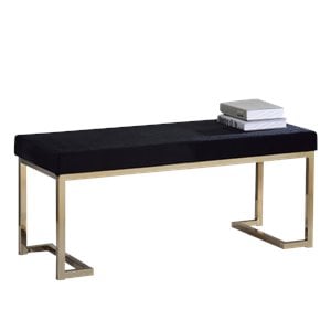 ACME Boice Rectangular Bench with Metal Tube in Black Fabric and Champagne