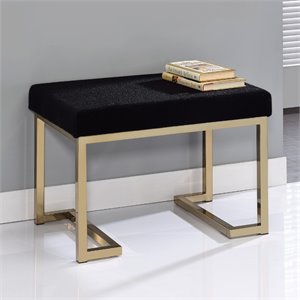 acme boice ottoman in black fabric and champagne