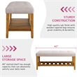 ACME Charla Fabric Upholstered Bench with Bottom Shelf in Light Gray and Oak