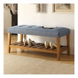 ACME Charla Wood and Fabric Bench in Blue and Oak