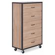 ACME Bemis Wooden Chest with Caster Wheels in Weathered Light Oak