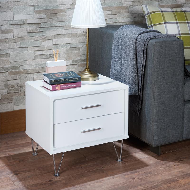 ACME Deoss Wooden Rectangular 2-Drawer Nightstand with 