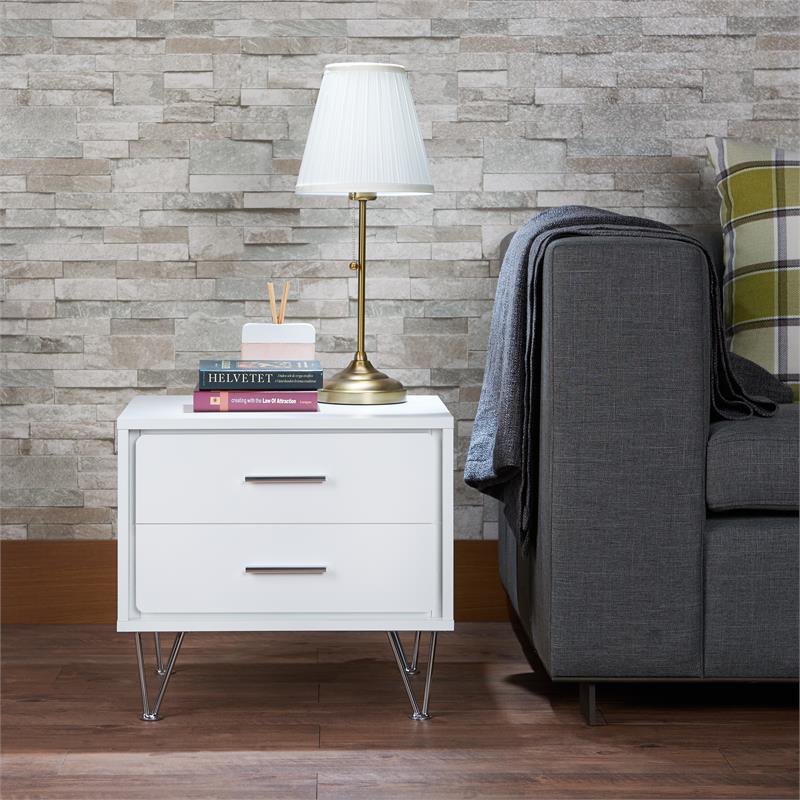 ACME Deoss Wooden Rectangular 2-Drawer Nightstand with 