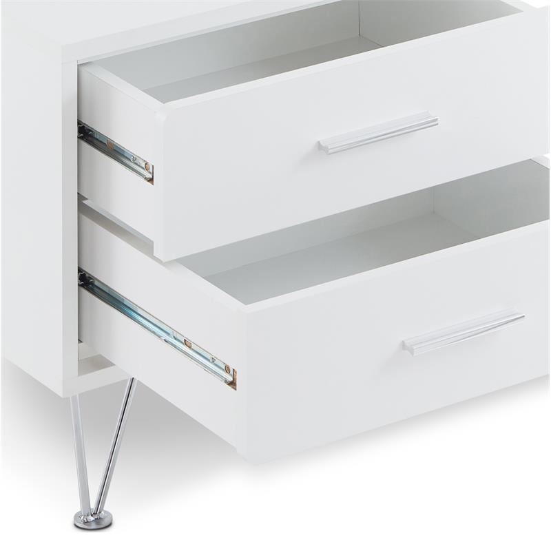 ACME Deoss Wooden Rectangular 2-Drawer Nightstand with 