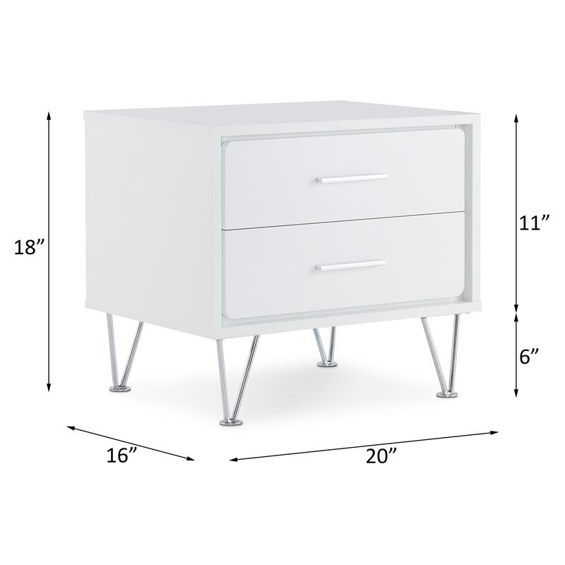 ACME Deoss Wooden Rectangular 2-Drawer Nightstand with 